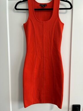 Sincerely Jules Bright Orange Sculpted Tank Mini Dress